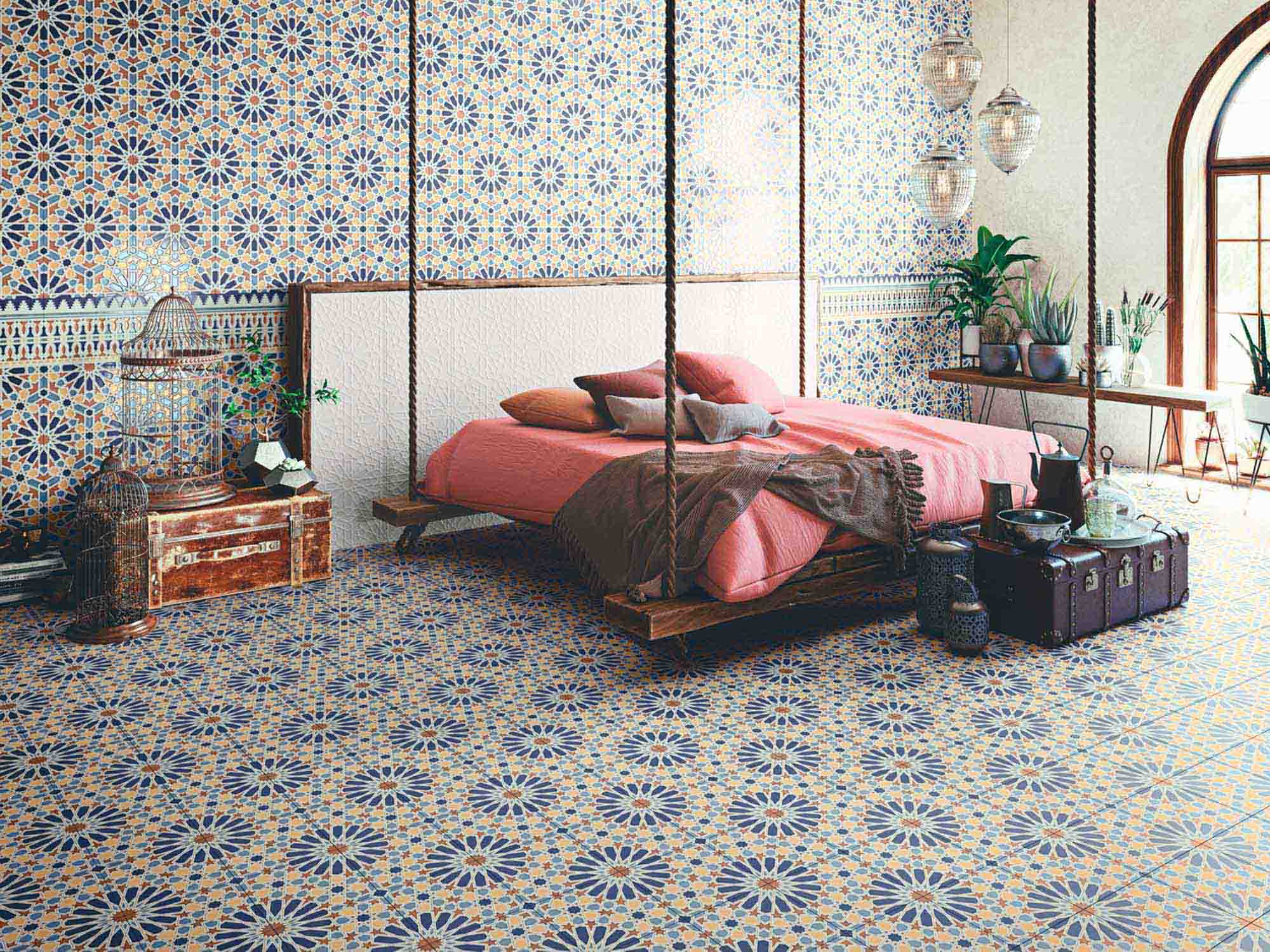 bedroom decorative hydraulic tiles and ceramics