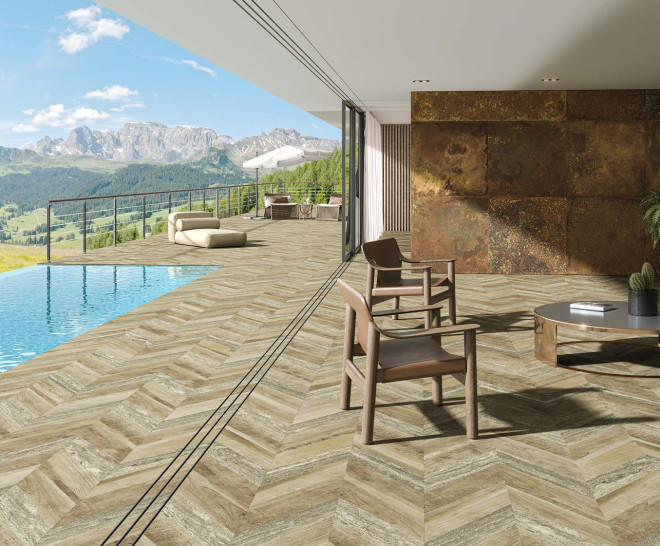 Chevron Oak Stamp 50X100