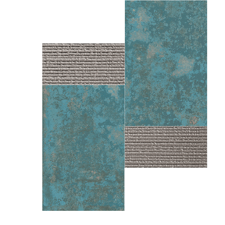 Grunge Blue Mosaico 3D Silver 30X30