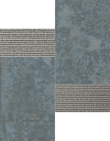 Grunge Blue Mosaico 3D Silver 30X30