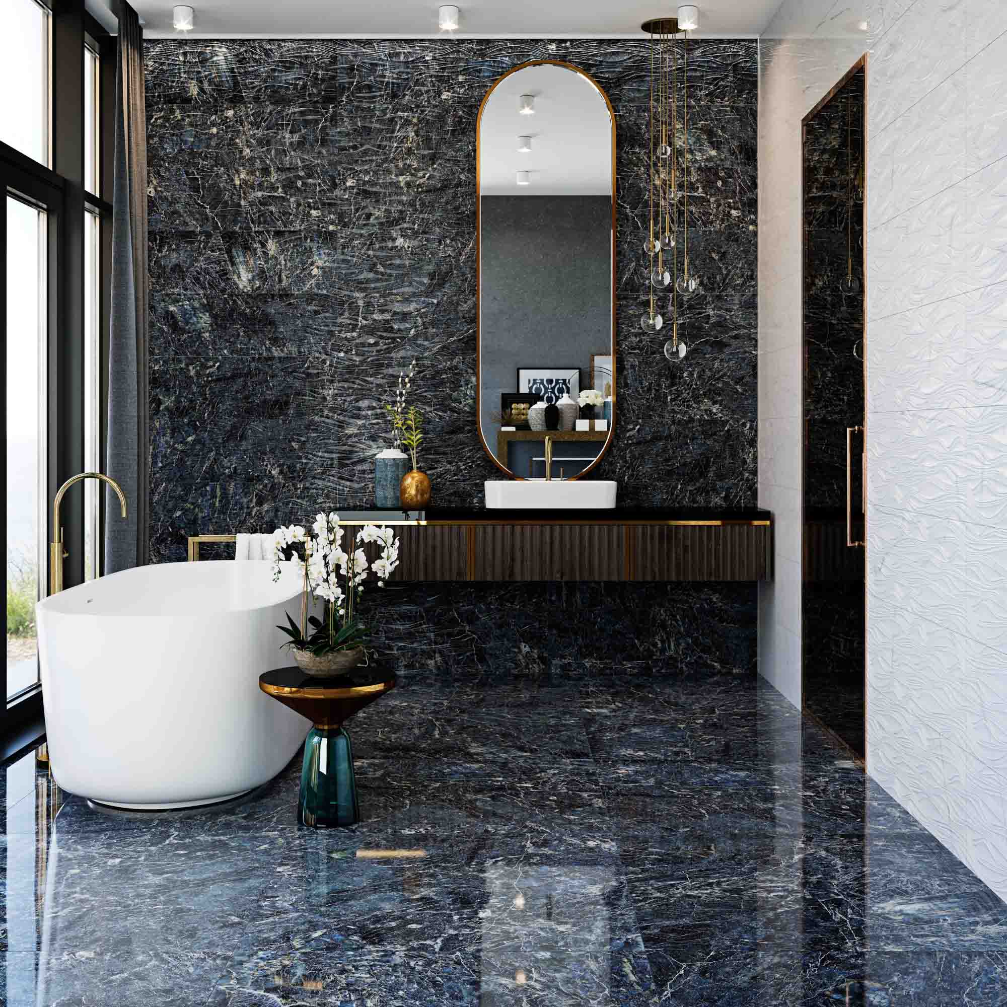 marble effect non-slip bathroom floor and walls